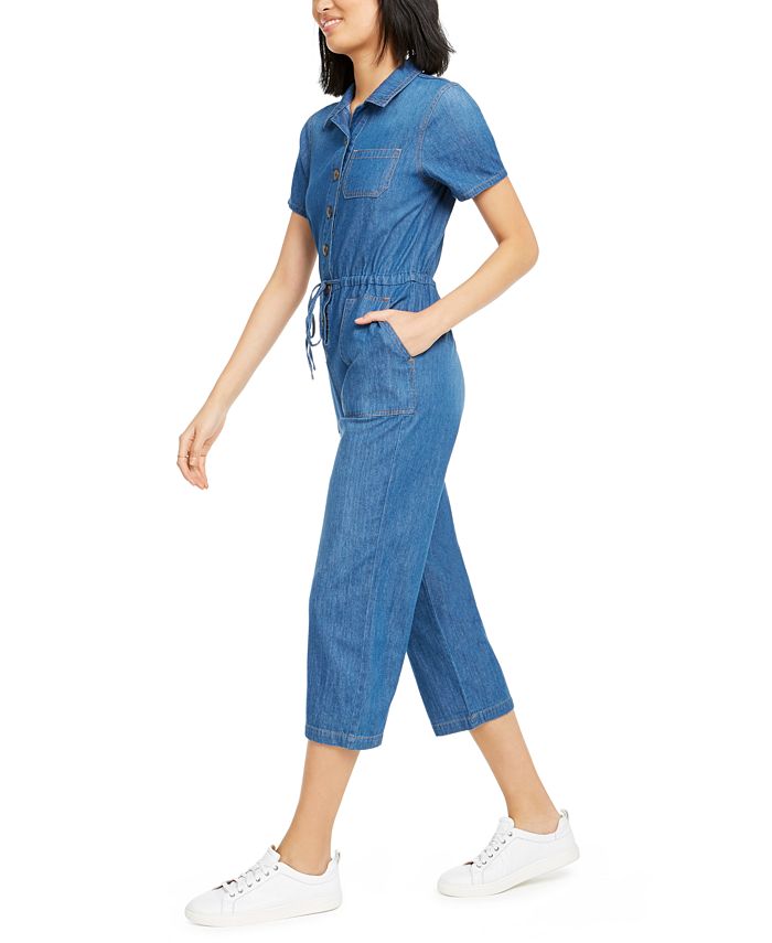 OAT Cotton Denim Drawstring Jumpsuit Macy's
