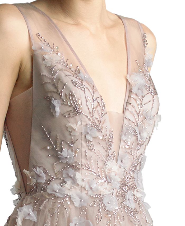Basix black label floral applique gown