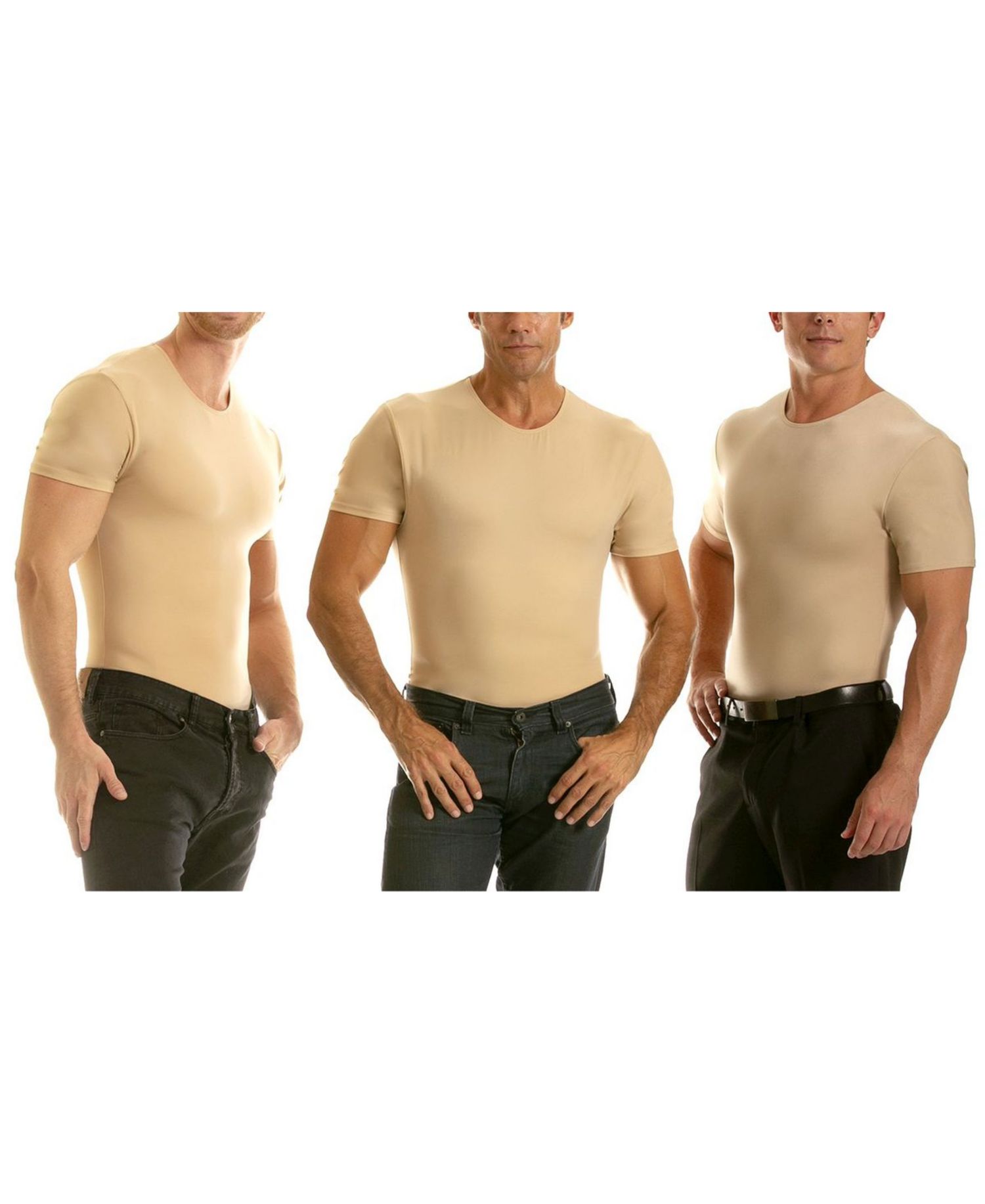 Insta Slim Men's 3 Pack Compression Short Sleeve Crew-Neck T-Shirts