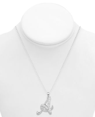 Diamond A Initial 18 Pendant Necklace (1/10 ct. t.w.) in Sterling Silver