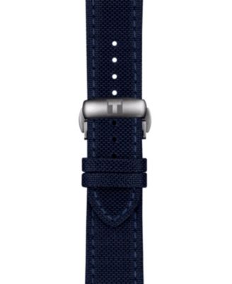 Men's Swiss Automatic T-Sport Seastar 1000 Powermatic 80 Silicium Blue Fabric Strap Diver Watch 43mm