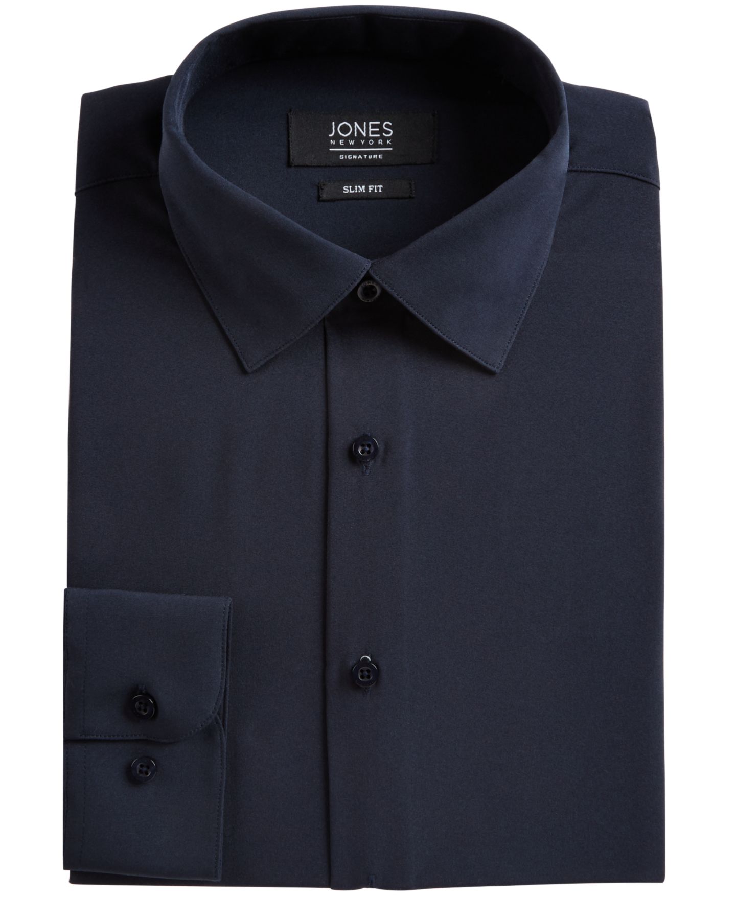 Мужская рубашка Jones New York Slim-Fit Stretch Cooling Tech Dress Shirt, цвет: Тёмно-синий — фото 1
