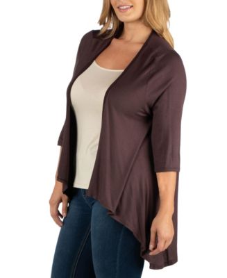 24seven Comfort Apparel Elbow Length Sleeve Plus Size Open