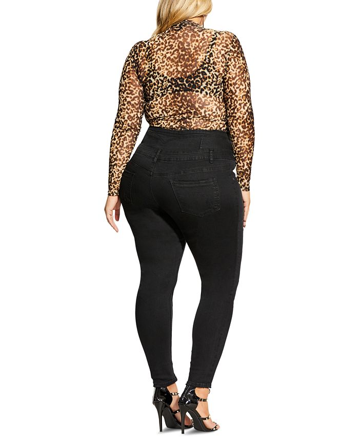City Chic Trendy Plus Size AnimalPrint Mesh Bodysuit Macy's