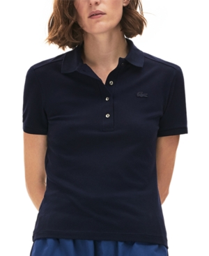Lacoste Womens Classic Short Sleeve Slim Fit Stretch Pique Polo