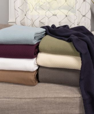 Superior Chevron Woven All Season Cotton Blanket Collection Bedding In Charcoal