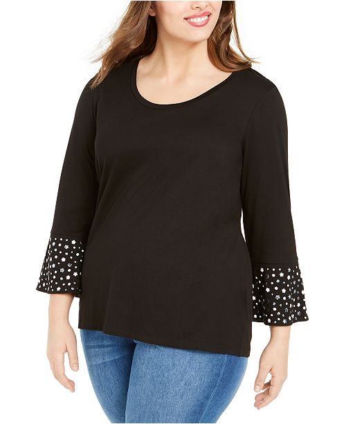 Michael Kors Plus Size Studded Top Reviews Tops Plus Sizes Macy S