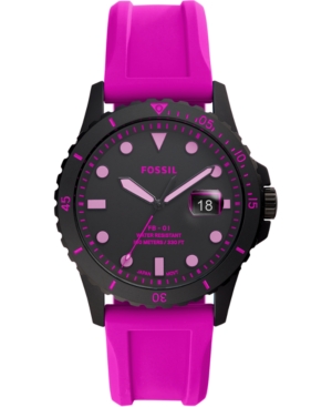 FOSSIL MEN'S FB-01 NEON PINK SILICONE STRAP WATCH 42MM