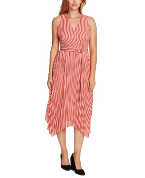 VINCE CAMUTO STRIPED BELTED DRESS