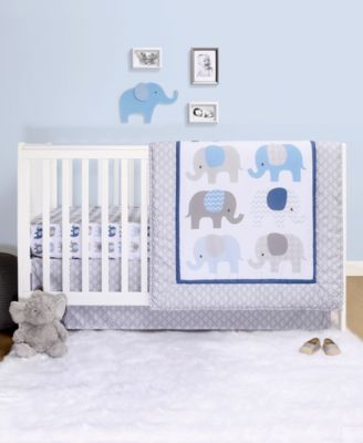 navy blue elephant crib bedding