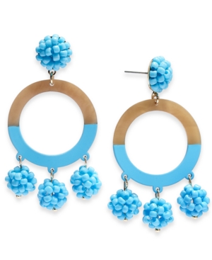 image of Inc Gold-Tone Beaded Resin Drop Hoop Chandelier Earrings, Created for Macy-s