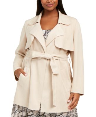 Bar III Plus Size Faux-Suede Belted Jacket, Created for Macy's - Macy's