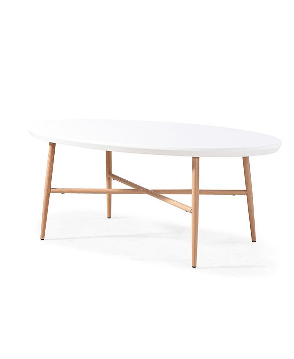 Handy Living Millie White Oval Cocktail Table With Light ...