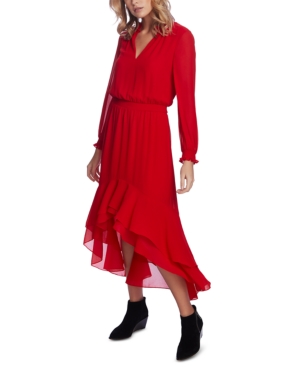 1.state Smocked High-low Dress In Cherry Red