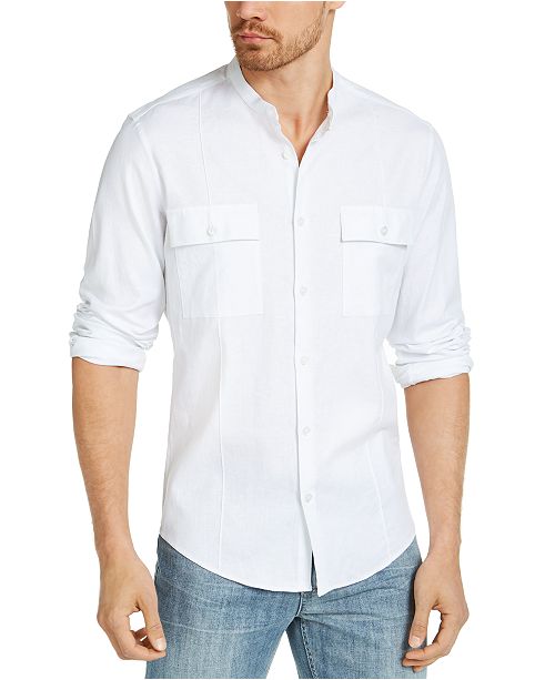 Alfani Men S Banded Collar Shirt Created For Macy S Reviews