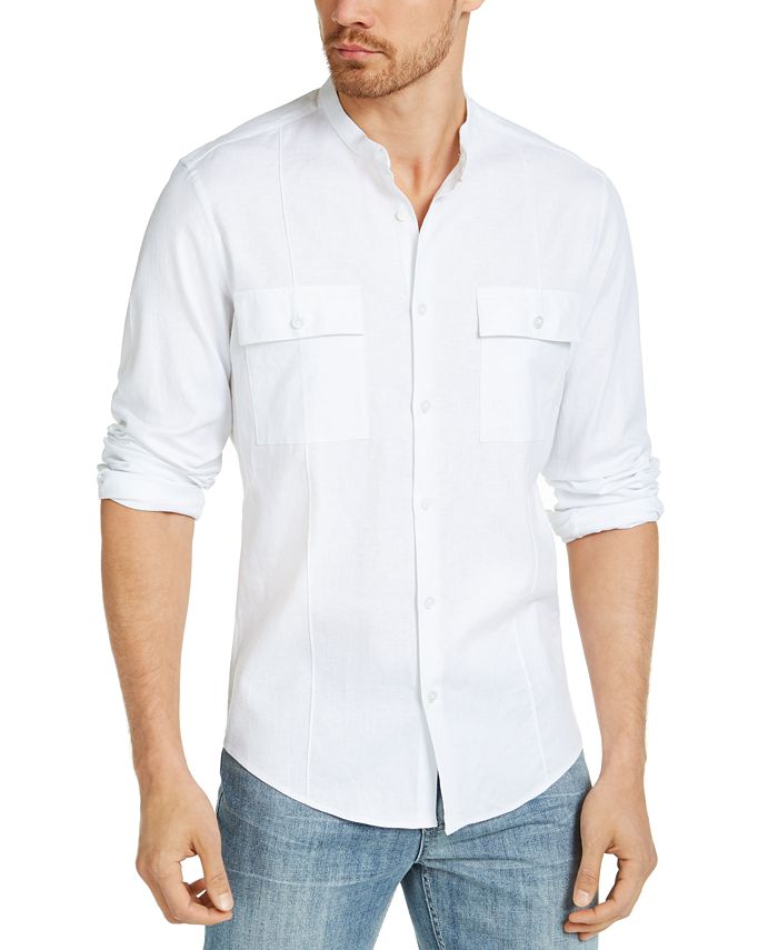 Alfani Men's Banded Collar Shirt, Created for Macy's - Macy's
