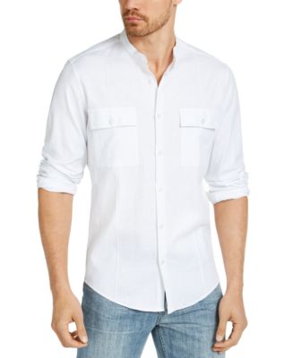 Alfani Men's Banded Collar Shirt, Created for Macy's - Macy's