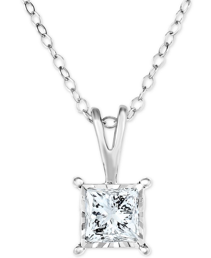 TruMiracle Diamond Princess 18 Pendant Necklace (1/2 Ct. t.w.) in 14K White, Yellow, or Rose Gold - Yellow Gold