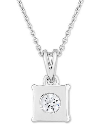 TruMiracle - Diamond Princess Solitaire 18" Pendant Necklace (1/2 ct. t.w.) in 14k White, Yellow, or Rose Gold