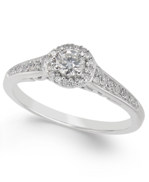 image of Diamond Halo Engagement Ring (3/8 ct. t.w.) in 14k White Gold