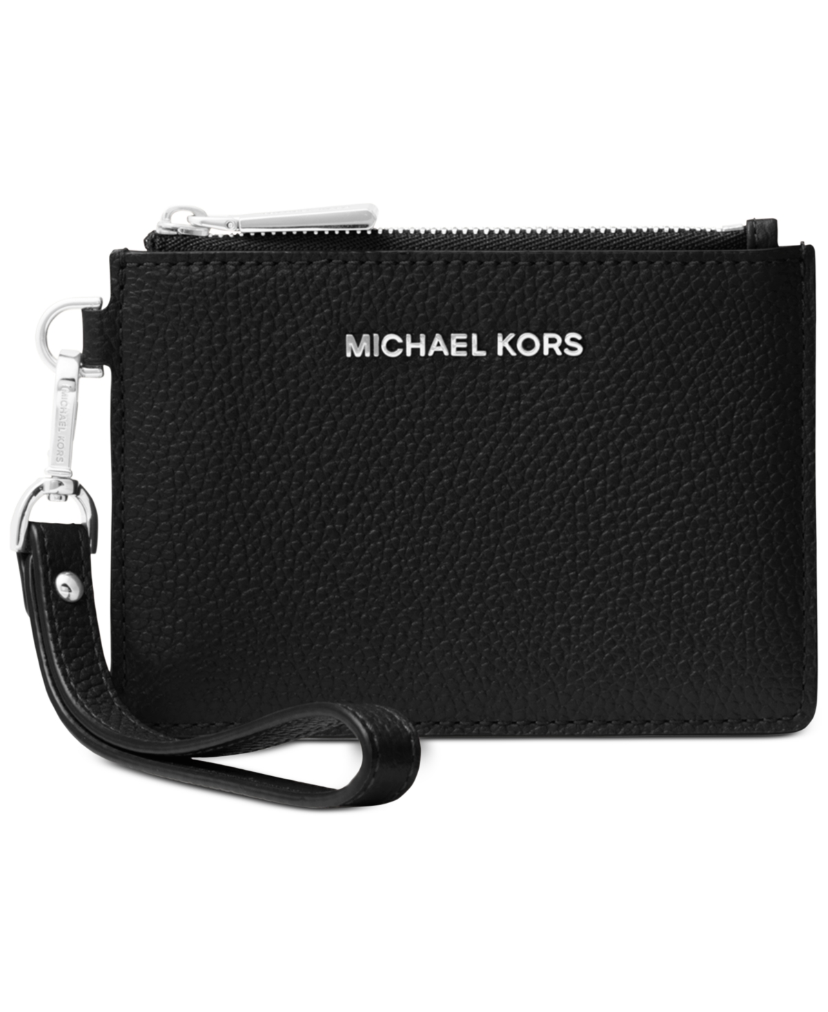 Michael Kors Michael  Leather Jet Set Small Coin Purse In Black,silver