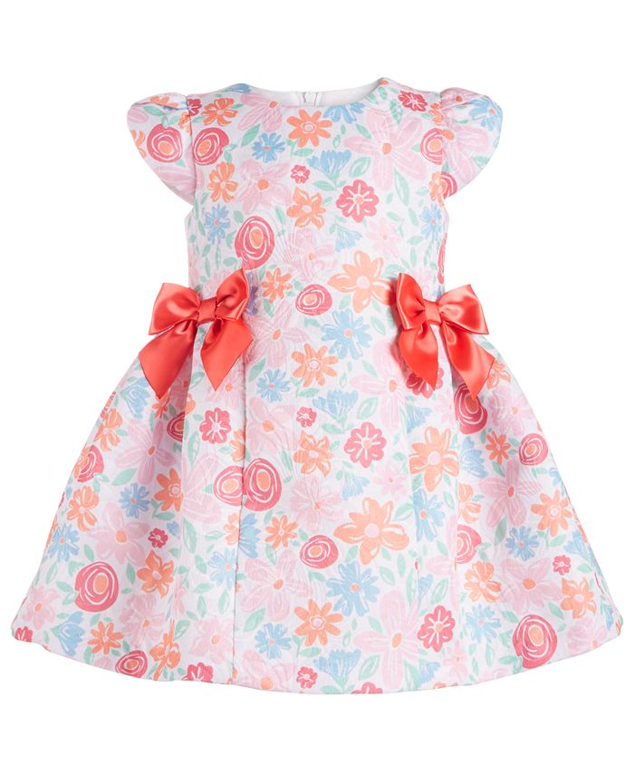 Bonnie Baby Baby Girls Floral & Bow Dress - Macy's