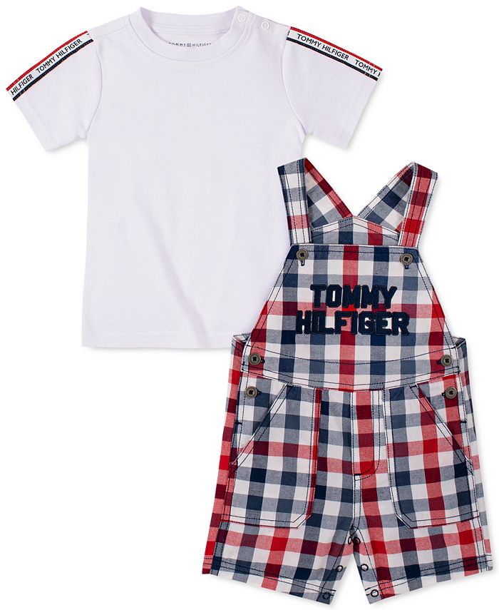 Overhale Undertrykke kontrollere Tommy Hilfiger Baby Boys 2-Pc. T-Shirt & Gingham Shortalls Set - Macy's
