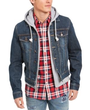 Sun + Stone Men's Reeves Trucker Hooded Denim Jacket Created for Macy's