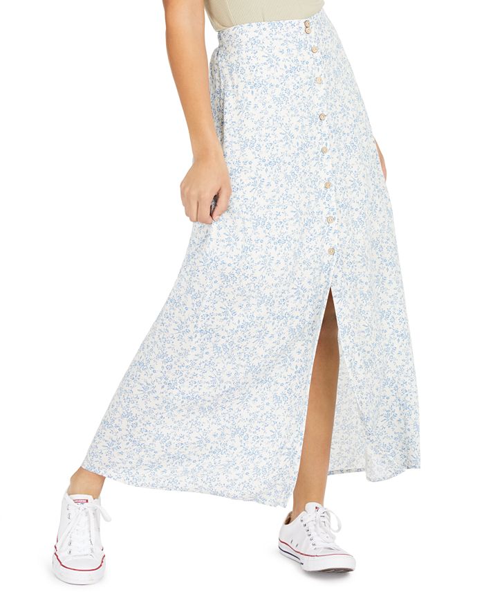 Be Bop Juniors' Floral-Print Button-Up Maxi Skirt - Macy's