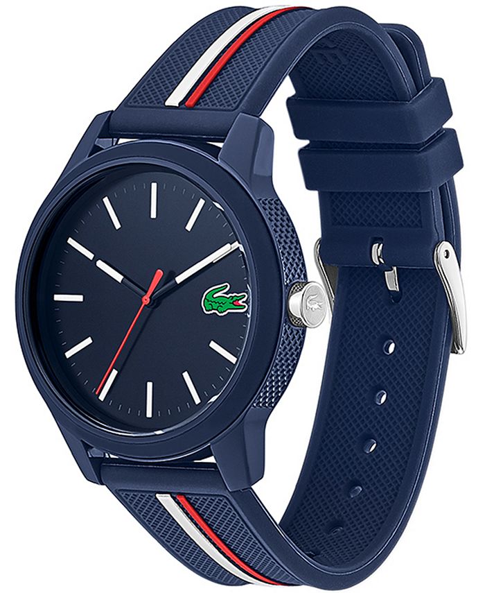 Lacoste Men's Swiss 12.12 Blue Silicone Strap Watch 42mm Macy's