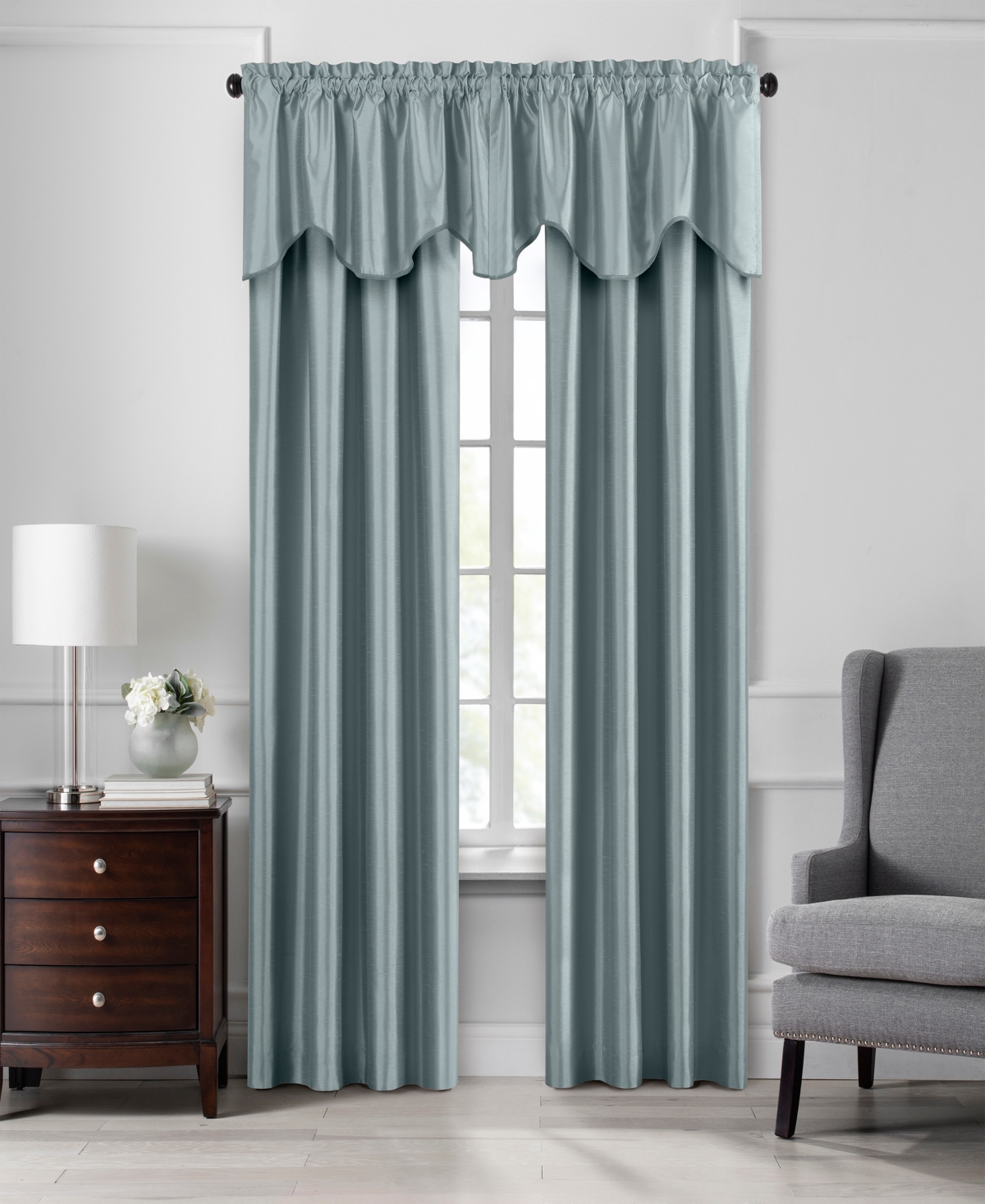 Colette Faux Silk Scalloped Window Valance, 50