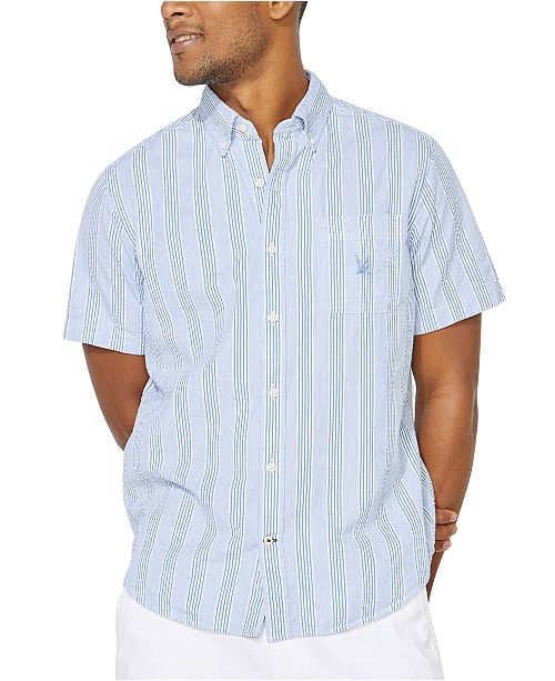 Nautica Men S Blue Sail Collection Striped Short Sleeve Shirt
