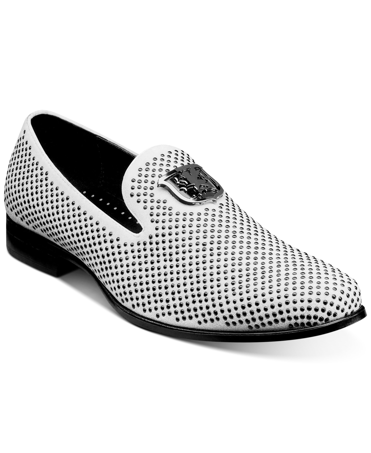 Stacy Adams Men's Swagger Studded Ornament Slip-on Loafer In White,black