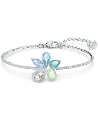 Swarovski - Silver-Tone Crystal Flower Bangle Bracelet