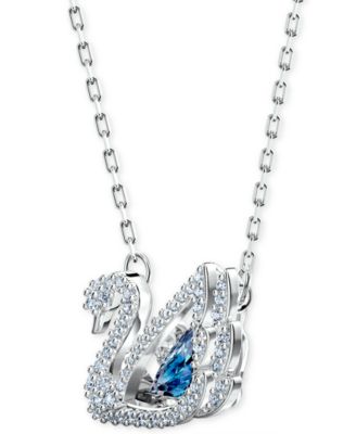 Silver-Tone Cubic Zirconia Swan Pendant Necklace, 14-7/8" + 2" extender