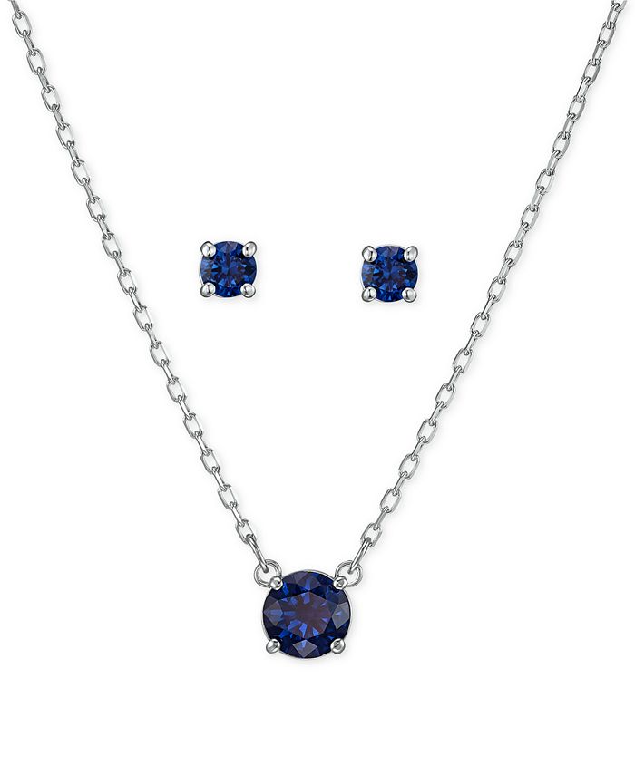 Swarovski SilverTone Crystal Pendant Necklace & Stud Earrings Set Macy's