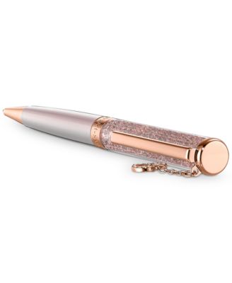 Rose Gold-Tone Pav&eacute; Heart Charm Crystalline Ballpoint Pen