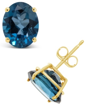 image of London Blue Topaz (6-3/8 ct. t.w.) Stud Earrings in 14K Yellow Gold
