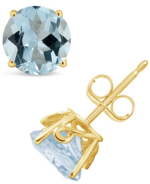 image of Aquamarine (2-1/2 ct. t.w.) Stud Earrings in 14K Yellow Gold