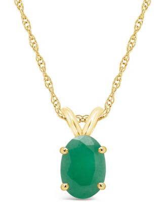 Macy's - Emerald (3/4 ct. t.w.) Pendant Necklace in 14k Yellow Gold