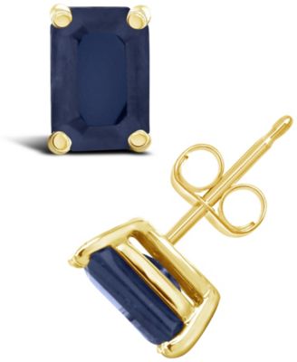 Macy's - Sapphire (1-3/8 ct. t.w.) Stud Earrings in 14k Yellow Gold