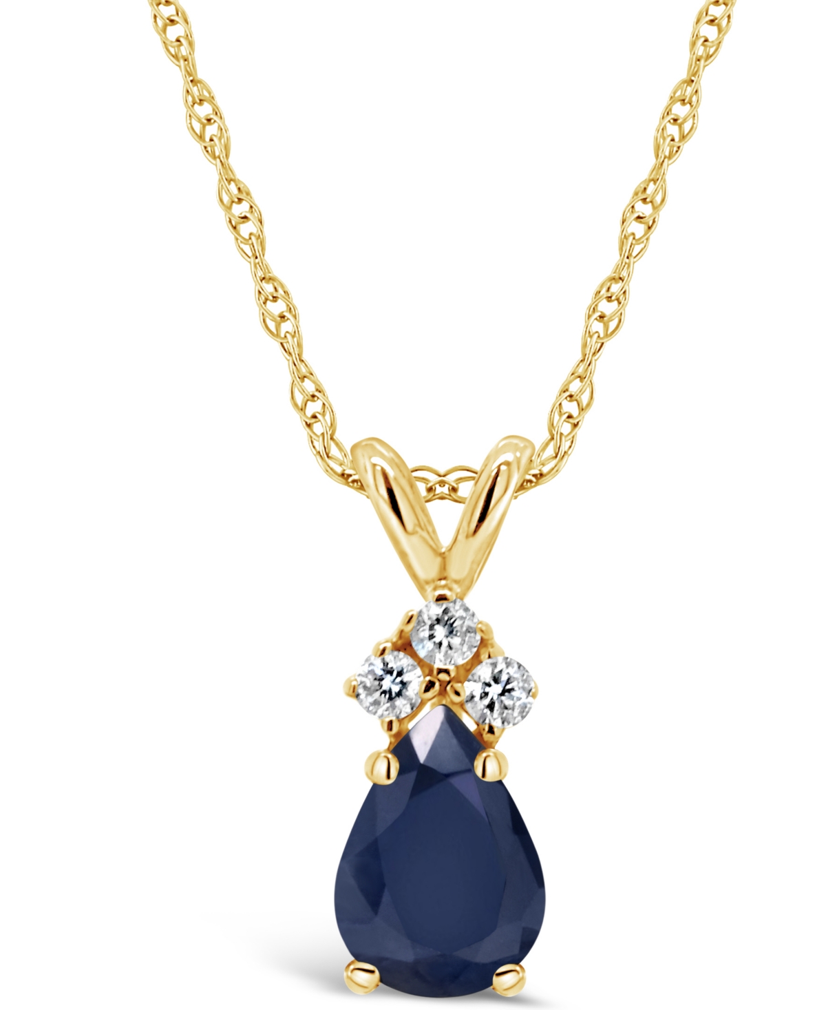 Macy's Ruby (1/2 Ct. T.w.) And Diamond Accent Pendant Necklace In 14k Yellow Gold (also In Sapphire & Emera In Blue