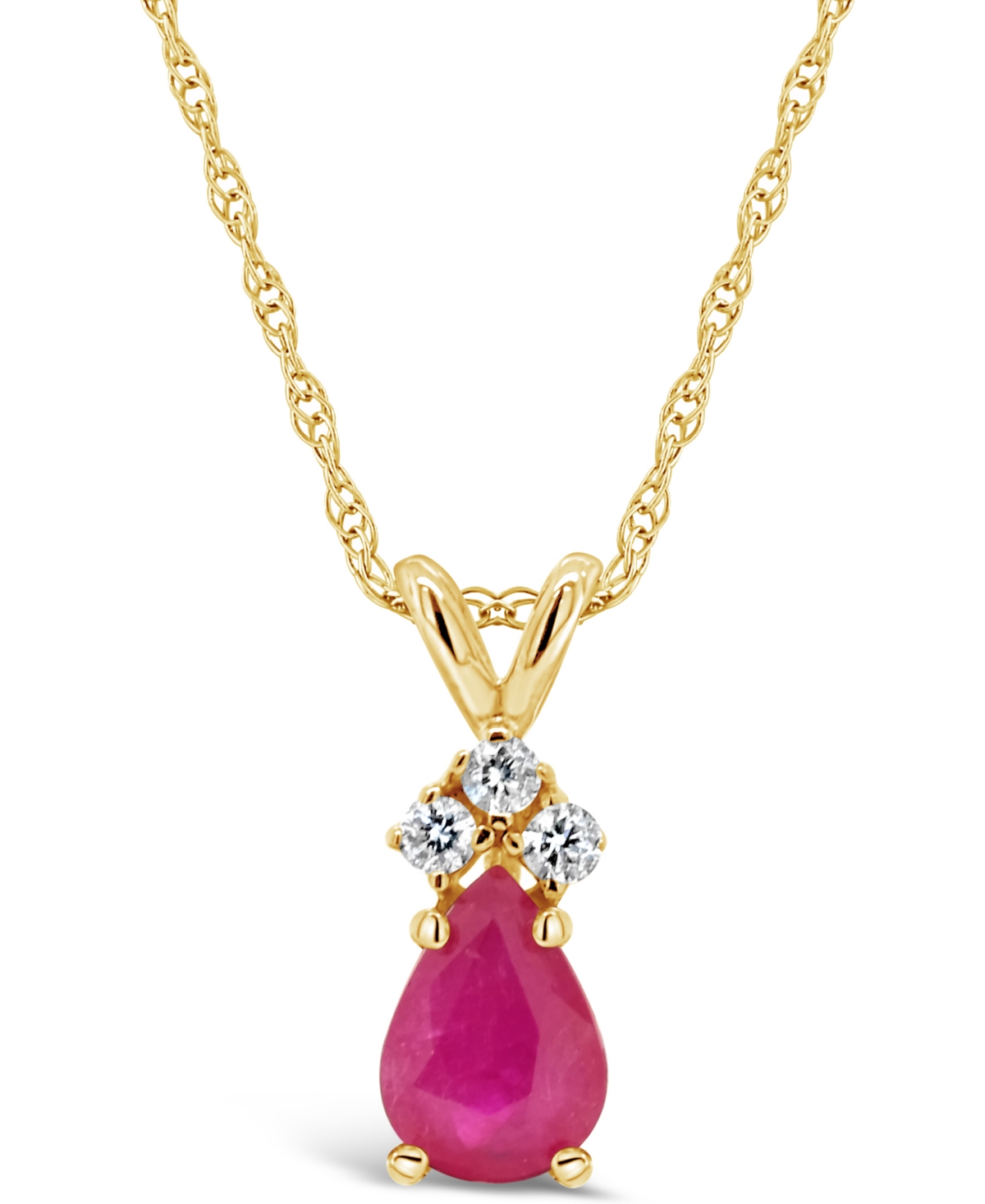 Macy's Sapphire (7/8 Ct. T.w.) And Diamond Accent Pendant Necklace In 14k Yellow Gold (also In Ruby & Emera In Red