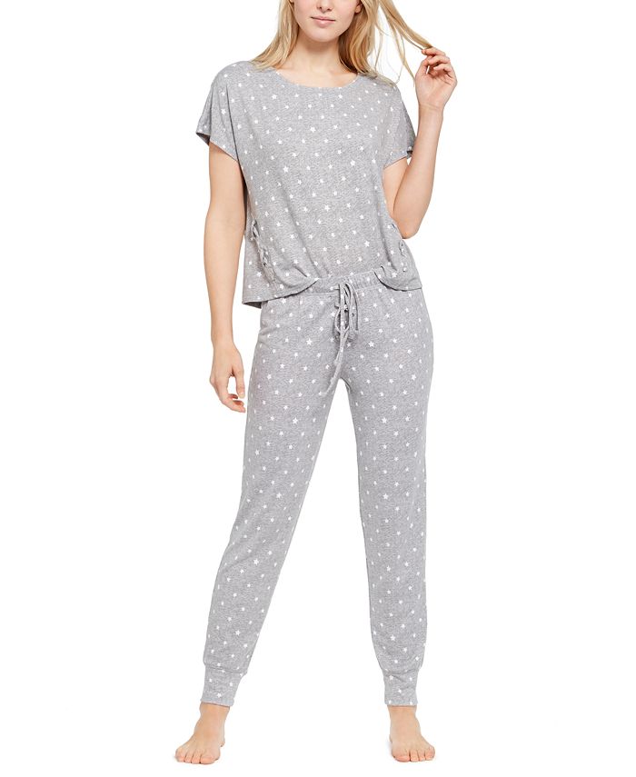 Jenni - Printed Lace-Up Detail Pajamas Set