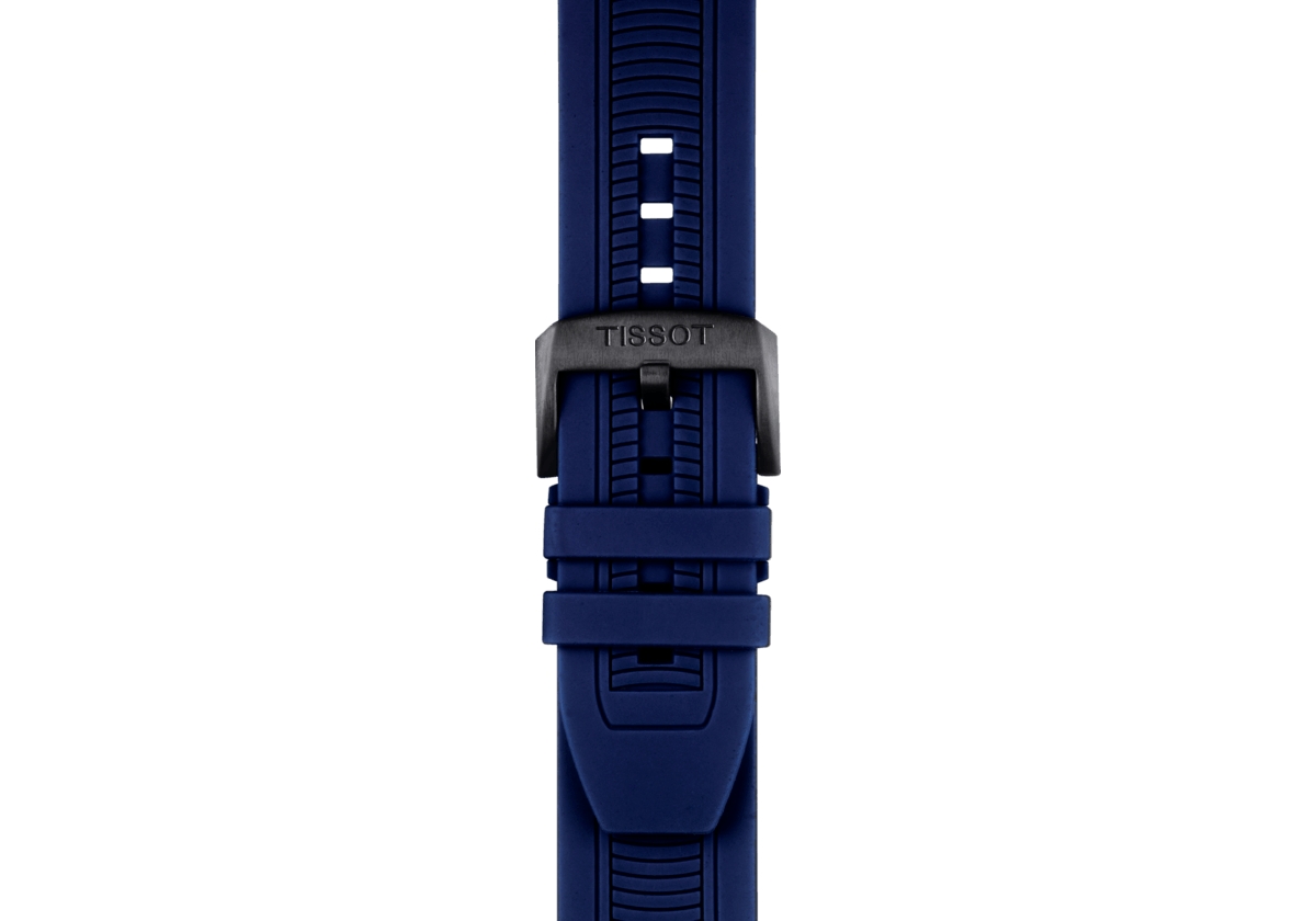 Shop Tissot Men's Swiss Chronograph T-sport T-race Black Silicone Strap Watch 47.6mm In Blue