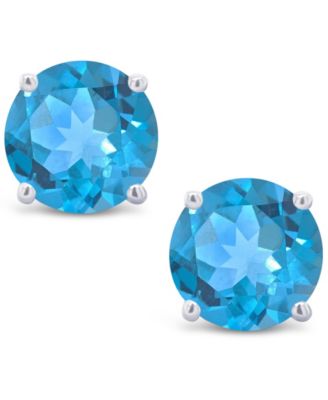 Swiss Blue Topaz (1-1/8 ct. t.w.) Stud Earrings in 14K White or Yellow Gold