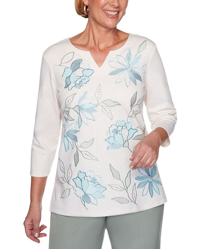 Alfred Dunner Petite Chesapeake Bay Embroidered Knit Top & Reviews ...