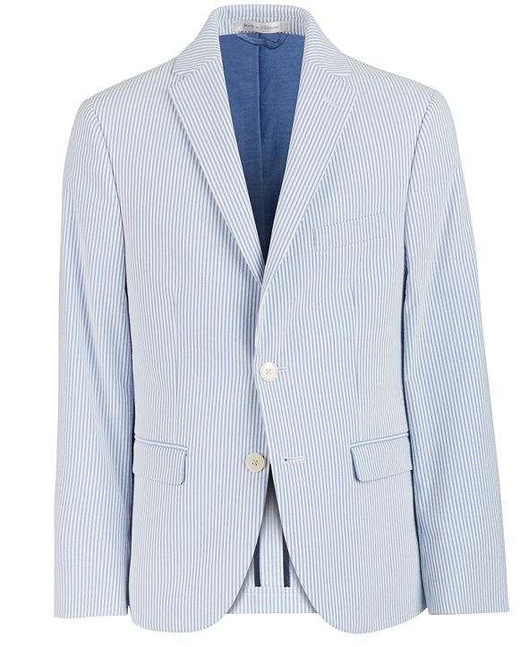 Lauren Ralph Lauren Big Boys Slim-Fit Blue/White Stripe Seersucker Suit ...