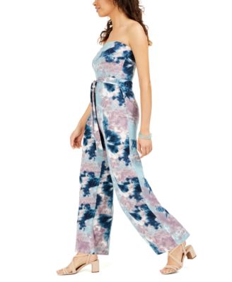 tie dye strapless jumpsuit