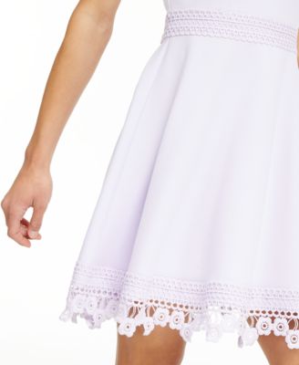 B Darlin Juniors' Lace-Trim A-Line Dress - Macy's